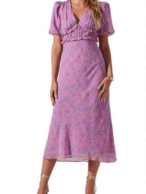 NWOT - ASTR Esperanza Floral Back Cutout Midi Dress